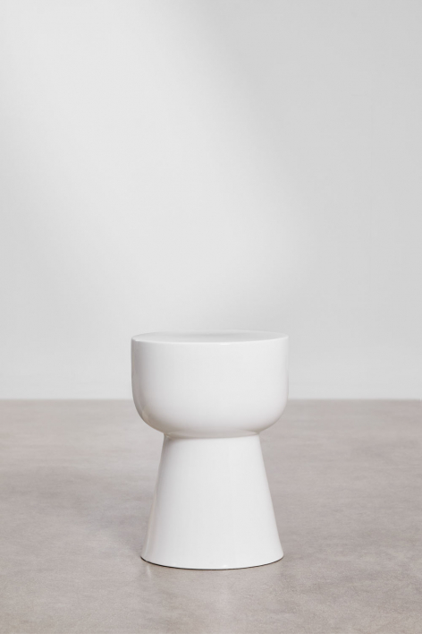 Mesa auxiliar para jardim redonda Ø35 cm em dolomita Kaly - Branco