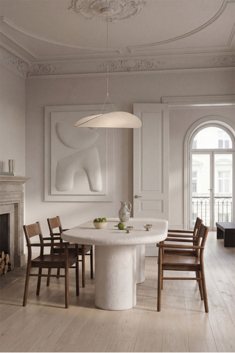 Mesa de jantar oval 260x110 cm em cimento Aurean
