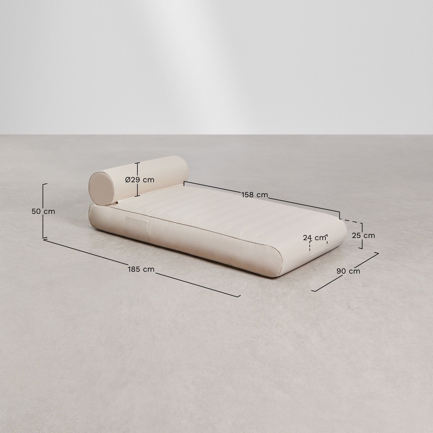 Espreguiçadeira insuflável Lirenita, Dimens&otilde;es