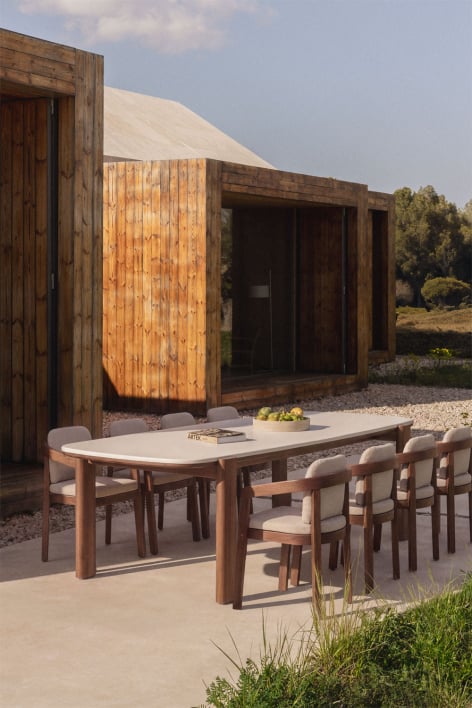 Mesa de jardim retangular 260x115 cm em madeira de acácia Vetra