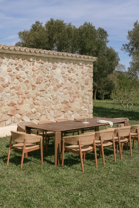 Mesa de jardim retangular em madeira de acácia Kandroa - Castanho-acácia escuro