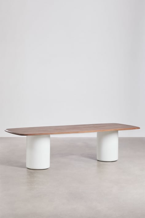 Rectangular dining table 270x110 cm in acacia wood Leighton - Castanho-acácia escuro