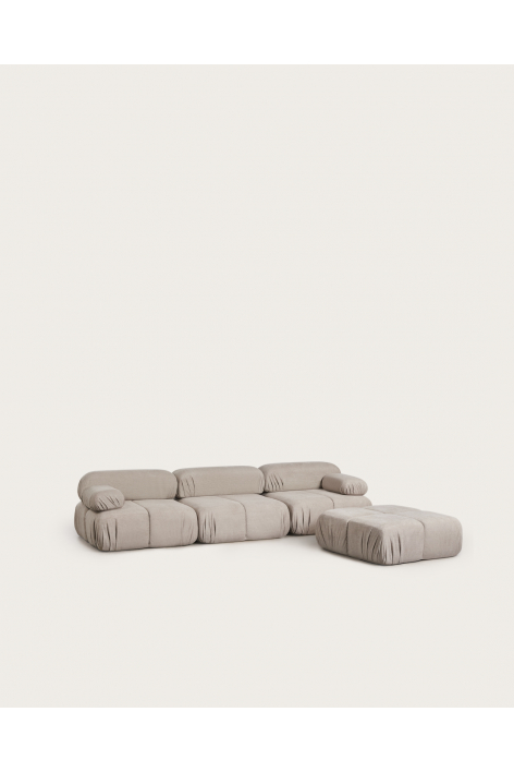 Sofá modular de 3 peças e puff em bouclé embalado a vácuo Kendall