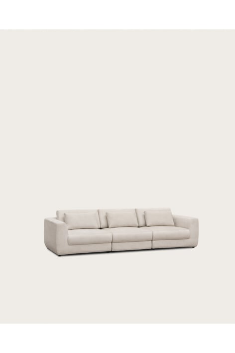 Sofá modular de 3 peças com encosto de cabeça regulável em chenille Cataline