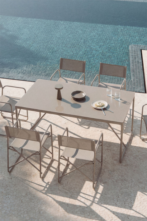 Mesa de jardim retangular 185x85 cm em aço Melida - Moka Brown
