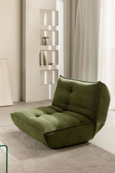 Poltrona reclinável estofada Mati - Tecido Verde Azeitona Intenso