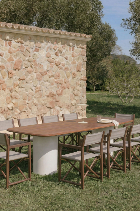 Mesa de jardim retangular 270x110 cm em madeira de acácia Leighton - Castanho-acácia escuro