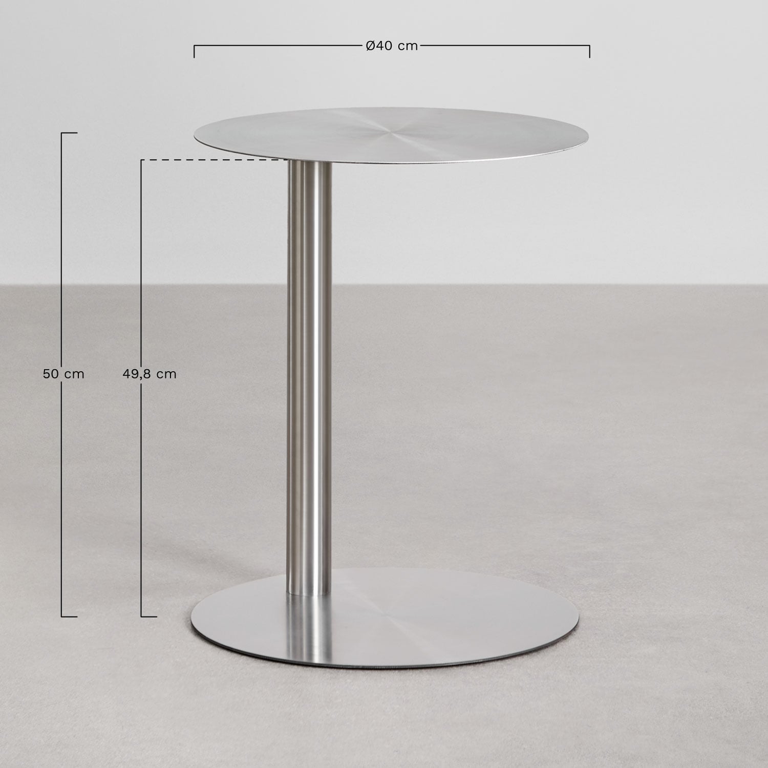 Mesa auxiliar redonda Ø40 cm em aço Yannik, Dimens&otilde;es