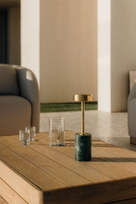 Lâmpada de mesa LED sem fios para exterior em ferro e pedra natural Arianny