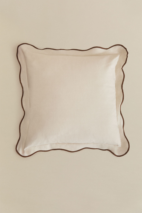 Almofada quadrada 45x45 cm em algodão Kovey - Castanho-claro - Bege claro