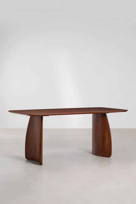 Mesa de jantar retangular 180x90 cm em MDF com folha de nogueira Luanda