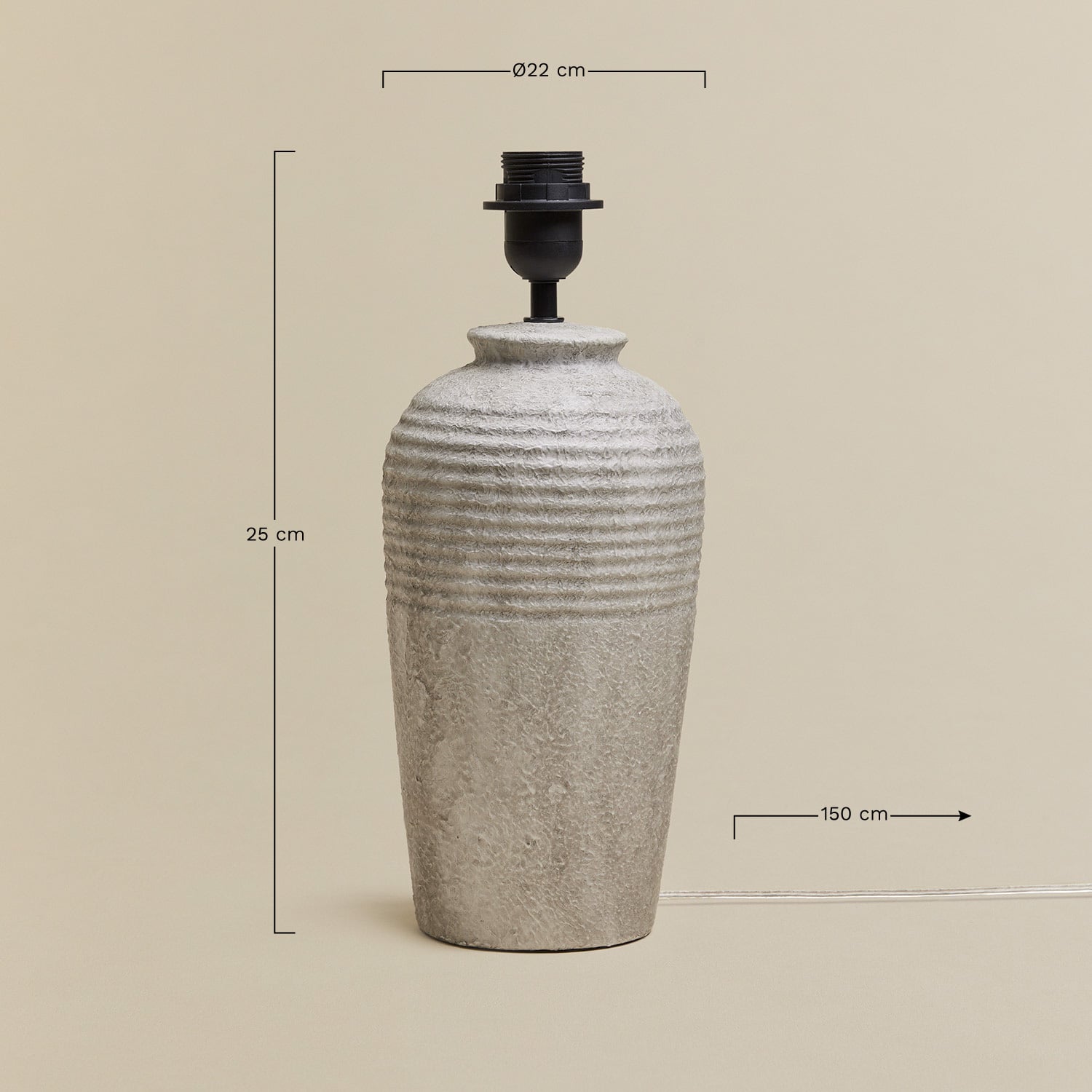 Base para candeeiro de mesa ↑30 cm em cerâmica Taissa, Dimens&otilde;es