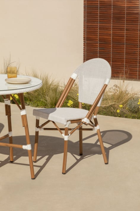 Cadeira de jardim empilhável de alumínio Brielle Bistro - Gardénia Branco