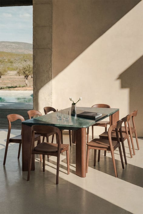 Mesa de jantar retangular 240x110 cm em madeira de manga e mármore Garsea