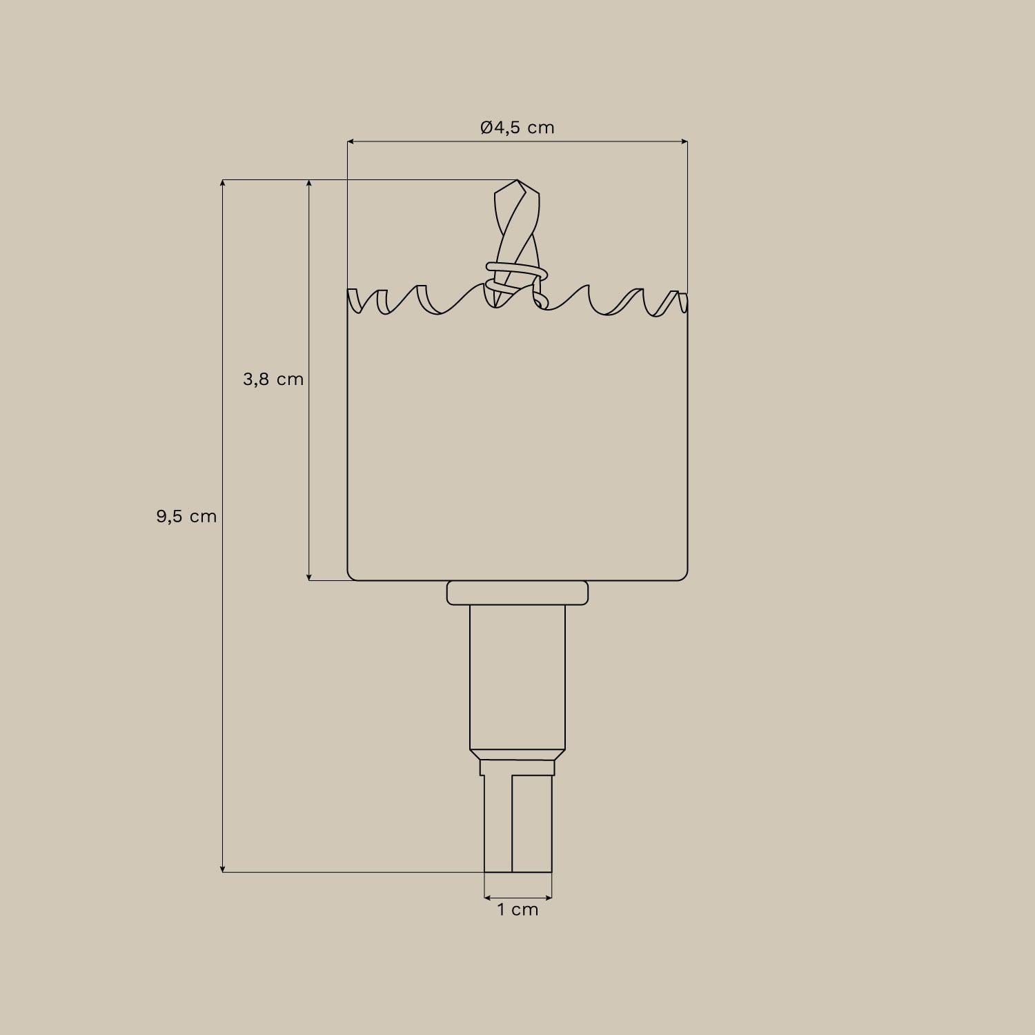 Sierra de coroa para downlight embutido com moldura em aço Glendive, Dimens&otilde;es