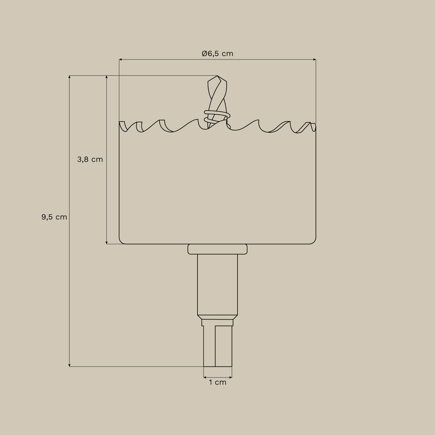Sierra de coroa para downlight embutido com moldura em aço Glendive, Dimens&otilde;es