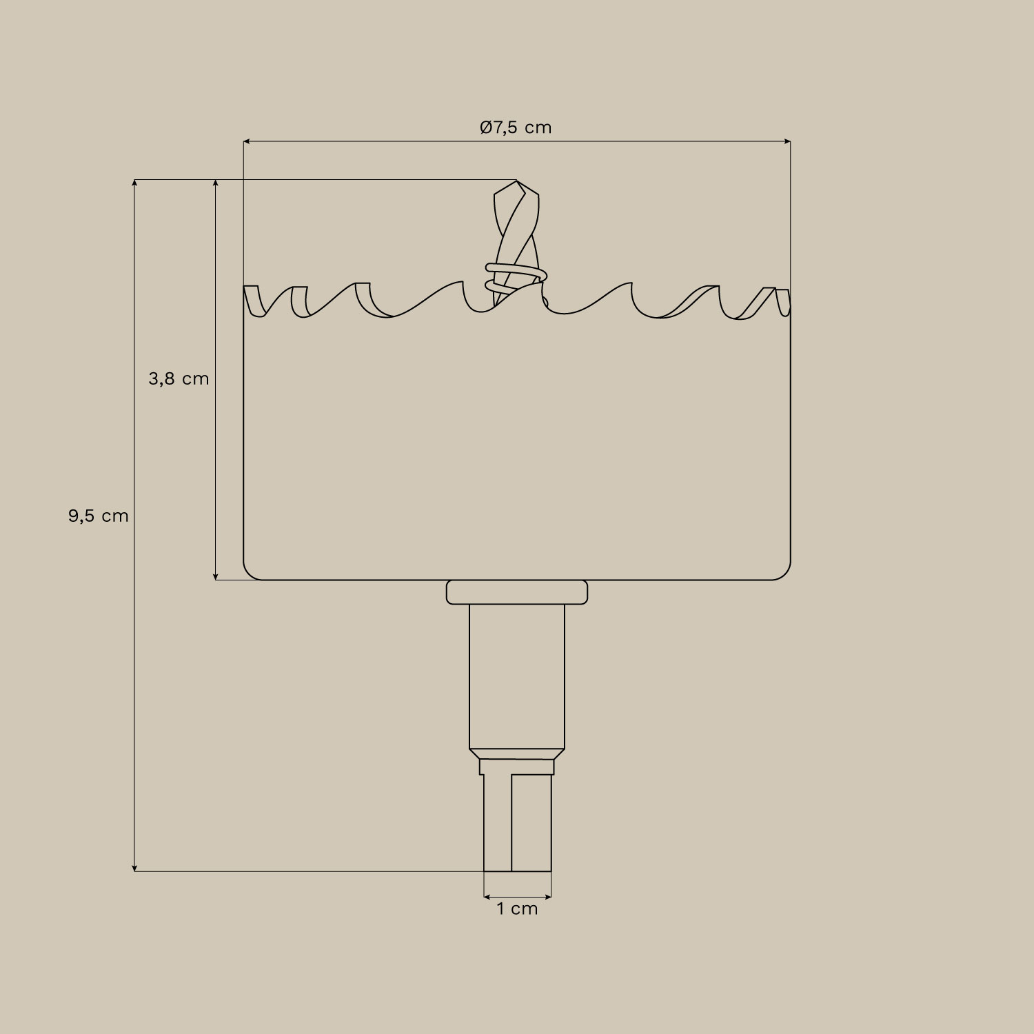 Sierra de coroa para downlight embutido com moldura em aço Glendive, Dimens&otilde;es