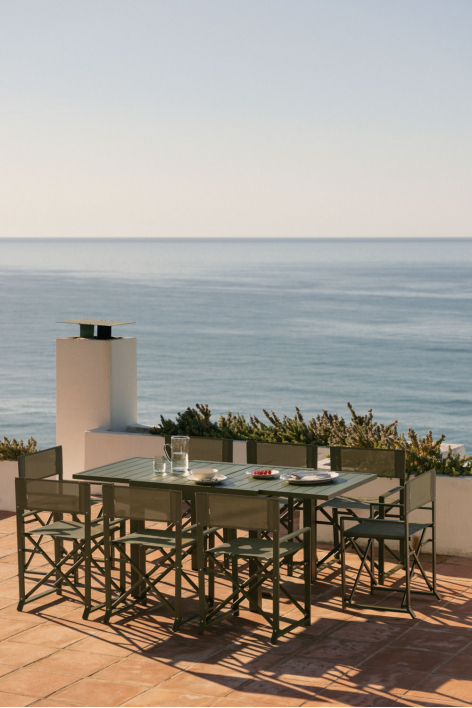 Mesa de jardim extensível em alumínio Starmi 90-180x90 cm - Verde Azeitona Intenso