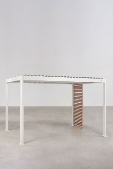Pérgola bioclimática de alumínio com lâminas e painel Druvia