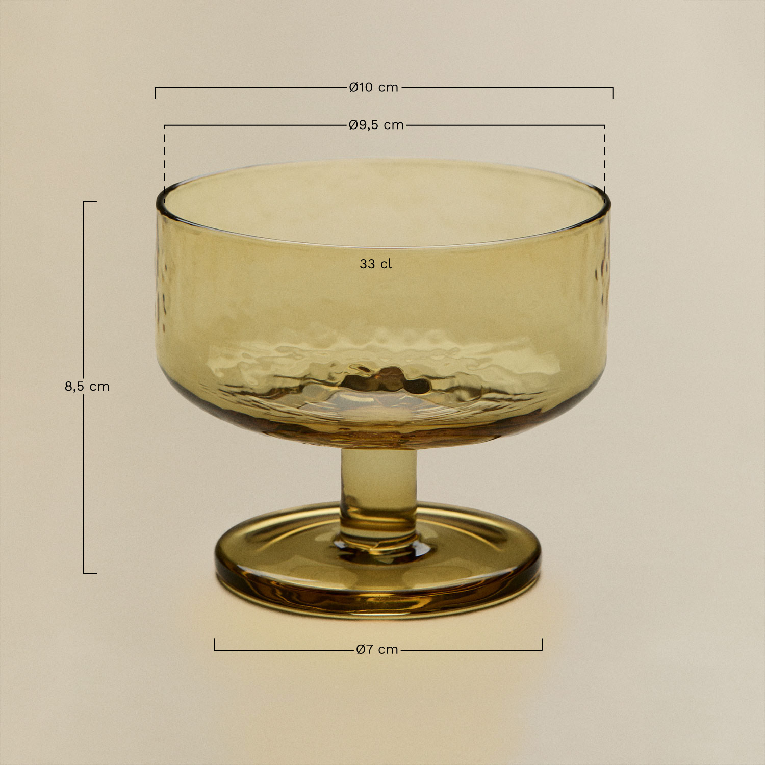 Pack de 4 copos de cocktail 33 cl em vidro Leomie, Dimens&otilde;es