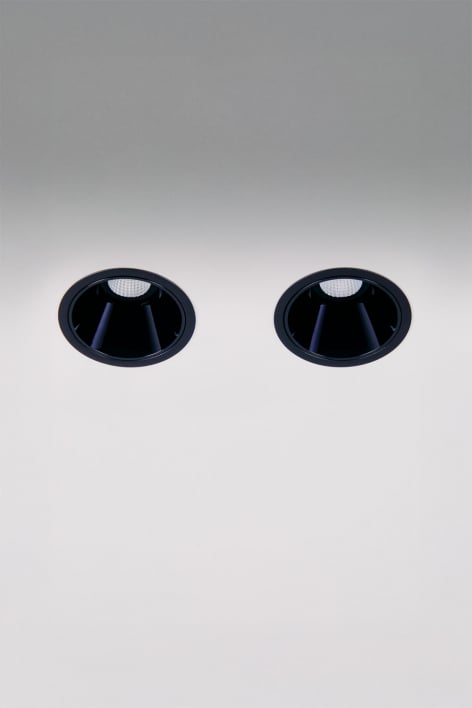 Pack de 2 downlights LED embutidos com molduras redondas Ø7 cm em alumínio Luisiana