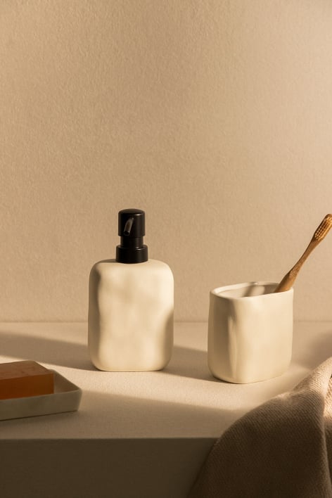 Conjunto de casa de banho em grés bege creme Ganela