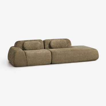 Sofá Modular De Canto Em 2 Peças Com Chaise Longue Direito Em Chenille Embalado A Vácuo Mérida Chenille Grossa Verde Salva - Sklum