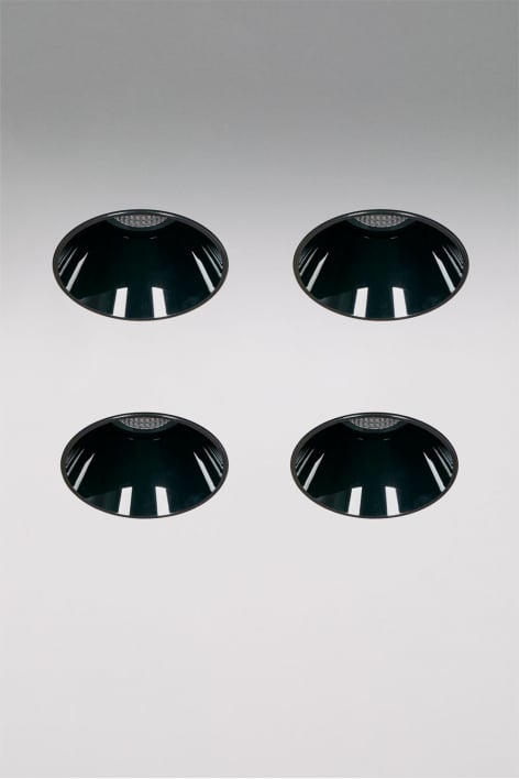Pack de 4 downlights LED embutidos sem moldura trimless redondos Ø6,8 cm para exterior em alumínio Luisiana