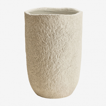 Vaso De Flores Exterior Em Cimento Nuria Ø35 Cm - ↑55 Cm & Branco - Sklum