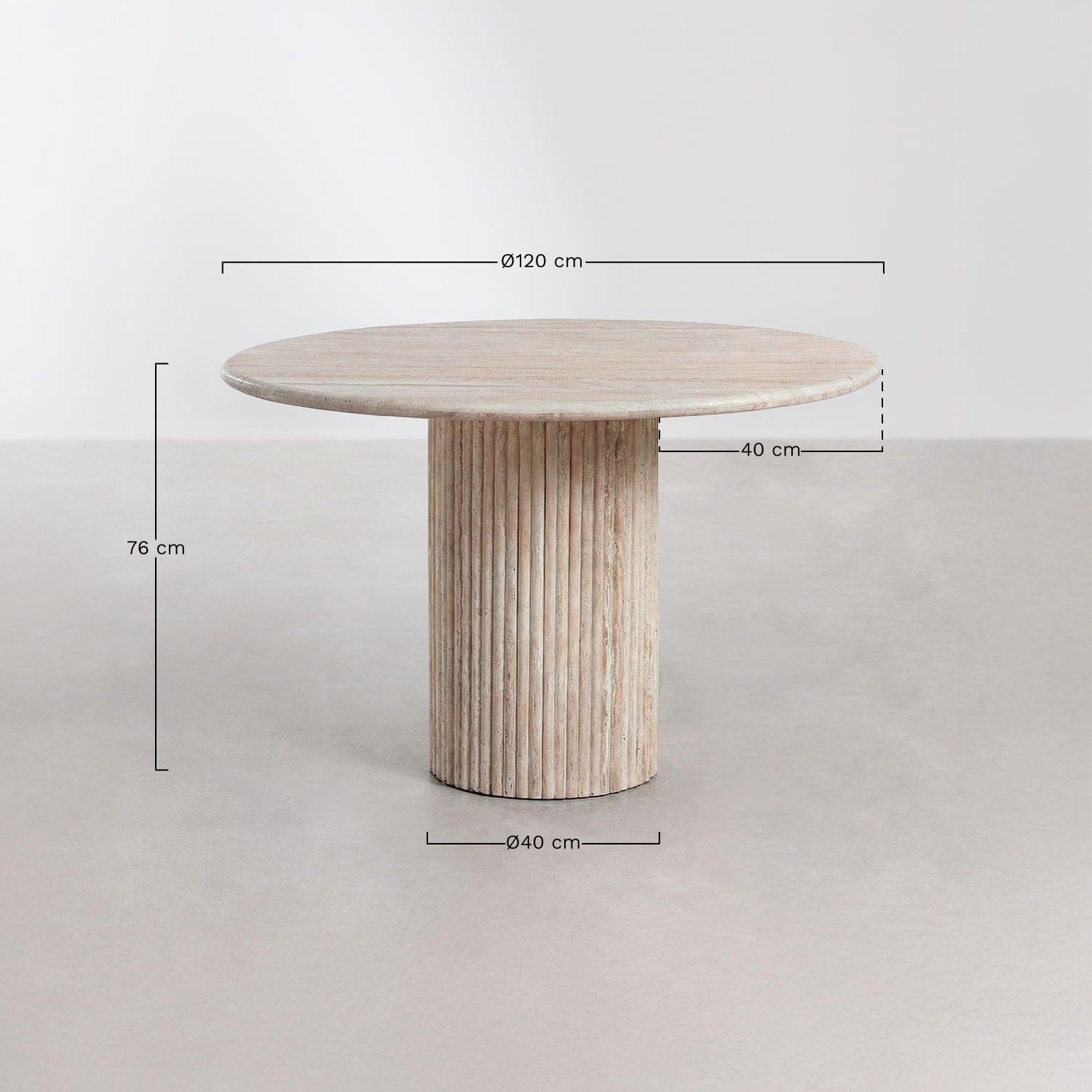 Mesa de jantar redonda Ø120 cm em pedra natural Grosseto, Dimens&otilde;es