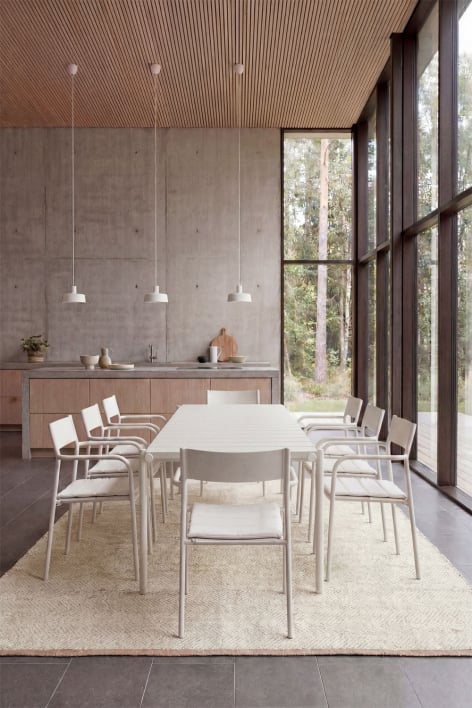Mesa de jantar retangular 235x105 cm em aço Tossa - Gardénia Branco