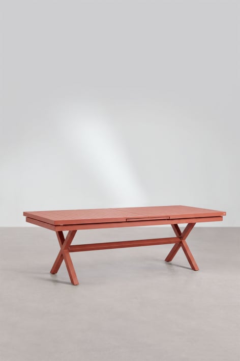Rectangular extensible garden table in aluminum Karena - Terracota