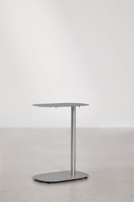 Mesa auxiliar oval em aço inoxidável Geninda 40x25 cm