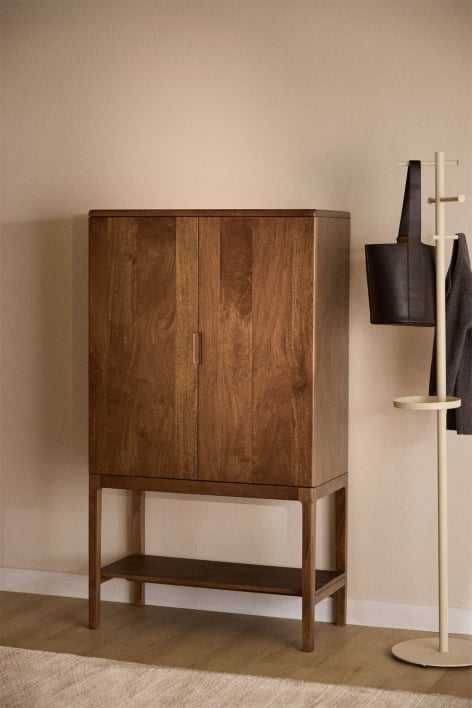 Aparador alto retangular 90x45 cm em madeira de mangueira escura Kenscoff