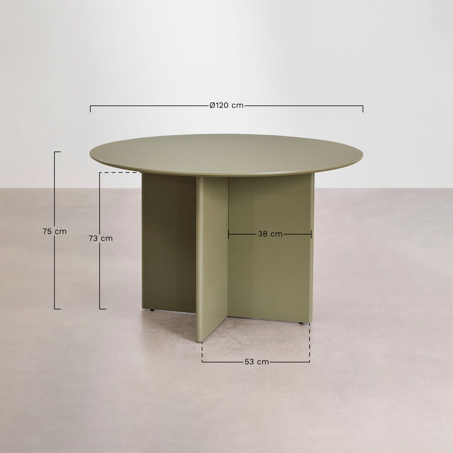 Mesa de jantar redonda Ø120 cm em MDF Saonara, Dimens&otilde;es