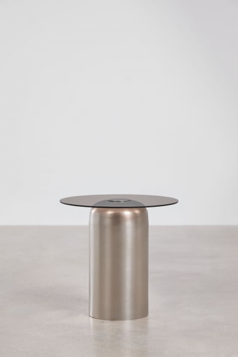 Mesa de cabeceira Ø40 cm Alliser - Cinza Aço