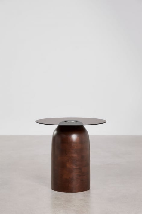 Mesa de cabeceira Ø40 cm Alliser - Castanho Madeira Escura