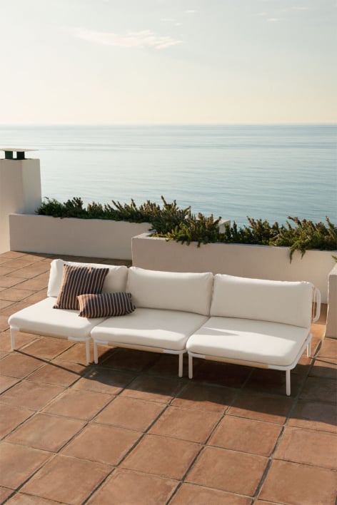 Sofá modular de jardim de 3 peças aço Roubly