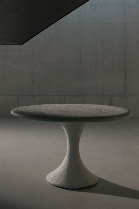 Mesa de jantar redonda Ø120 cm em cimento Eloria