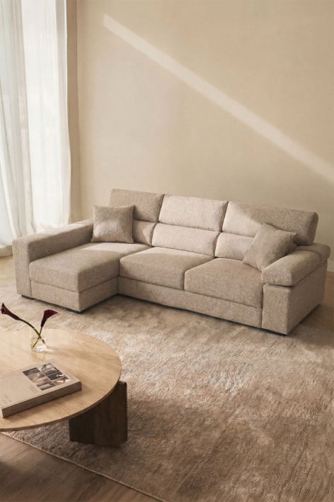 Sofá chaise longue esquerdo de 3 lugares com encosto de cabeça regulável e assentos deslizantes Aramis