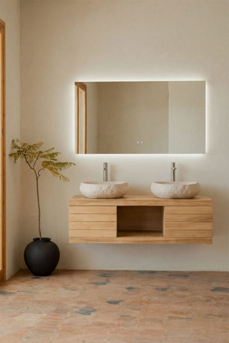Conjunto de móvel de casa de banho em madeira de teca Olyvanna