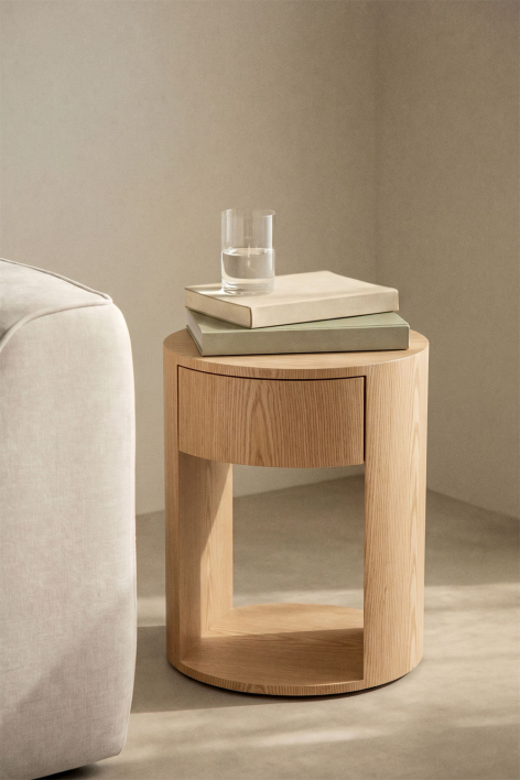 Mesa auxiliar redonda Ø40 cm em MDF Adrido