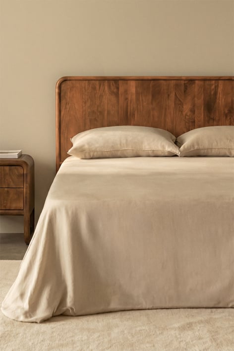 Cabeceira para cama de 180 cm em madeira de mangueira escura Maupaul