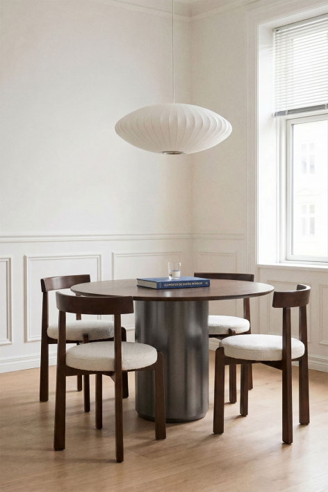 Mesa de jantar redonda Ø120 cm Luceida - Madeira de cabo escuro