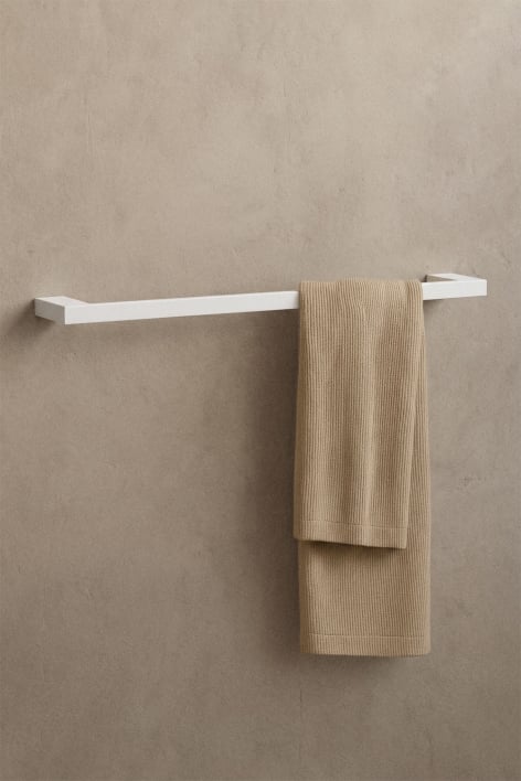 Toalheiro de parede com barra de 60 cm para casa de banho, em aço inoxidável branco Olvam