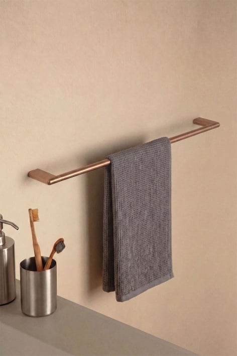 Toalheiro de parede com barra de 60 cm para casa de banho em aço inoxidável ouro rosa escovado Rovent