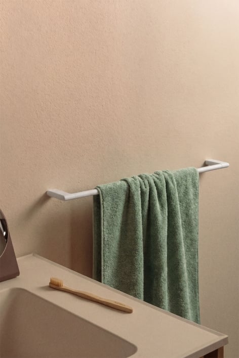 Toalheiro de parede com barra de 60 cm para casa de banho em aço inoxidável branco Rovent