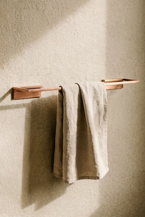 Toalheiro de parede adesivo com barra de 45 cm para casa de banho em aço inoxidável ouro rosa escovado Jalter