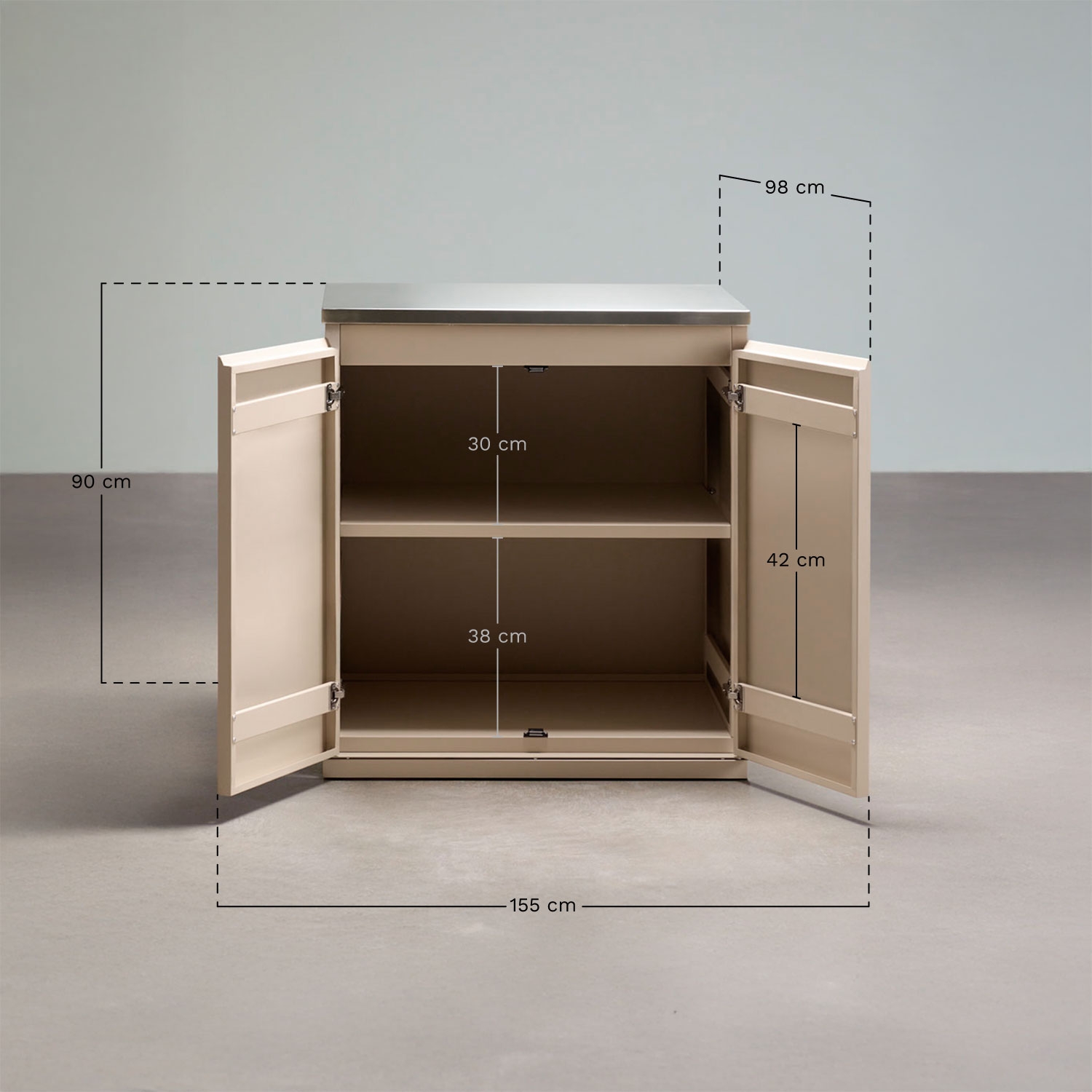Módulo de arrumação para cozinha modular de exterior em aço Rivana, Dimens&otilde;es