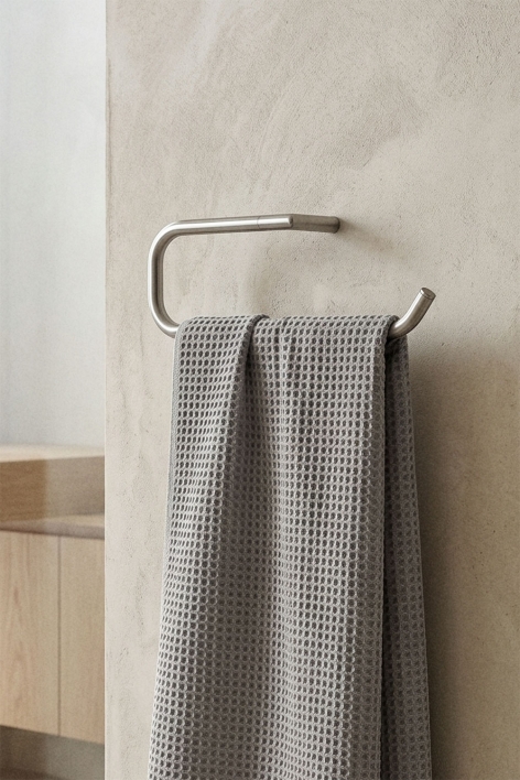 Toalheiro de parede com barra de 30 cm para casa de banho em aço inoxidável cinzento escovado Rovent